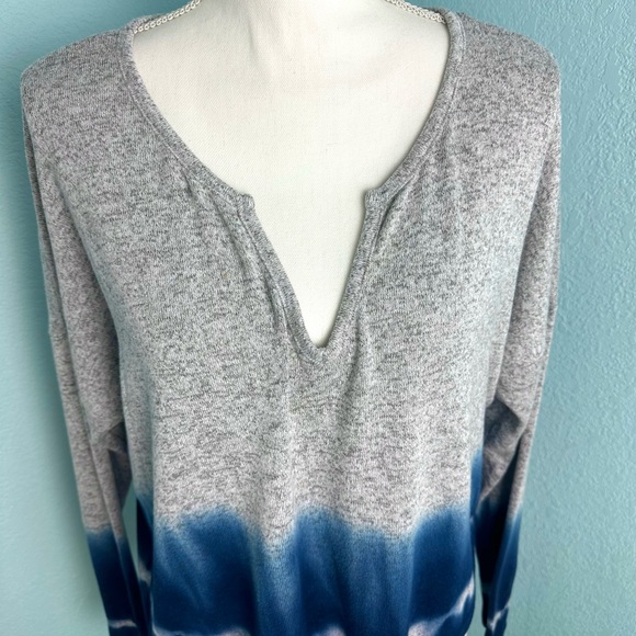Roxy Sweatshirt Sm Staying True Sweatshirt Gray Blue Stretchy Dip-Dyed - Picture 7 of 13